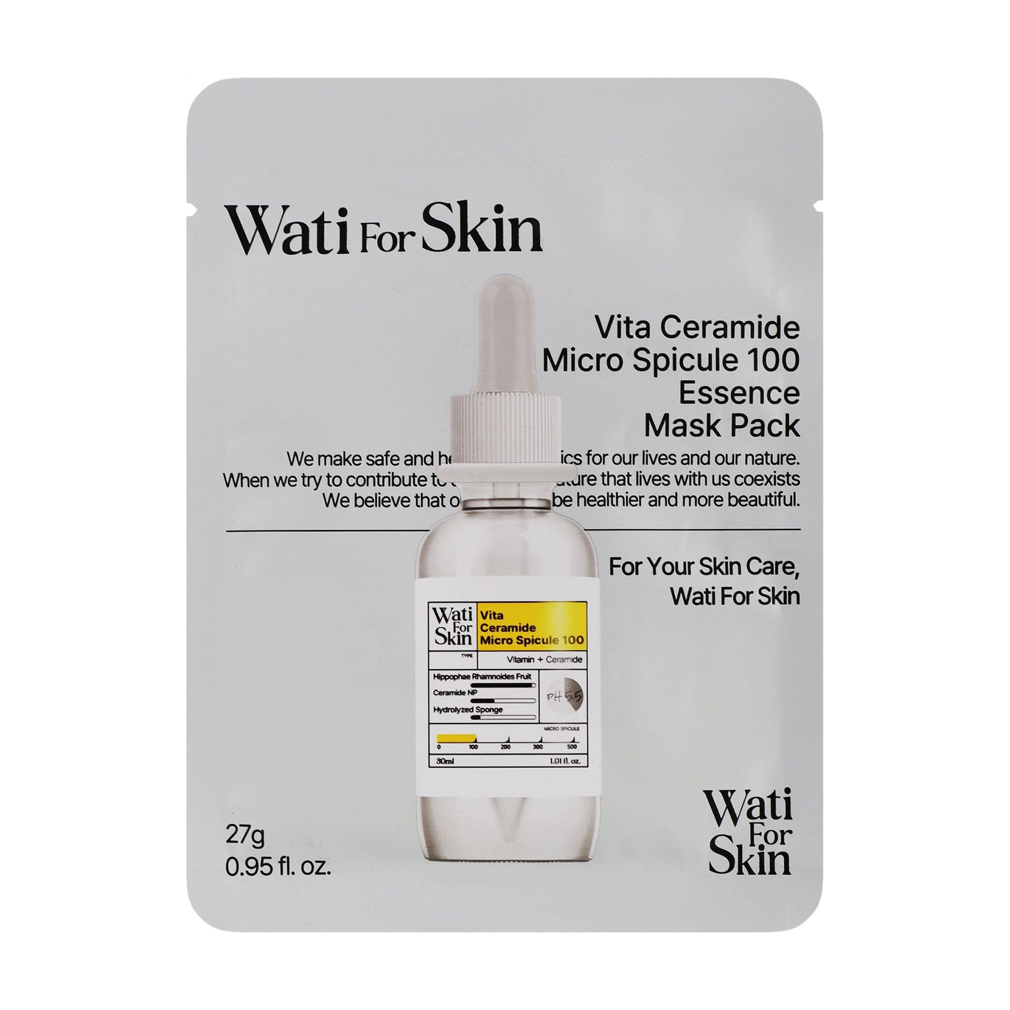 Тканинна маска для обличчя Wati For Skin Vita Ceramide Micro Spicule 100 Essence Mask Pack, 27 г